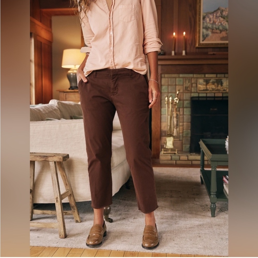 Frank & Eileen Womens Wicklow Pant Brown Chino Straight Leg Ankle Fit